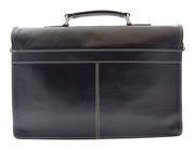 Mens Leather Briefcase Slimline Shoulder Office Bag Lima Black 1