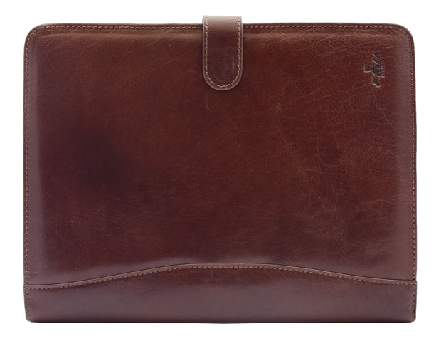 Italian Leather Conference Folder Brown A4 Writing Pad Underarm Bag Enzo 2