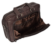 Mens Briefcase Genuine Soft Brown Leather Laptop Business Organiser Bag Pompeii 3