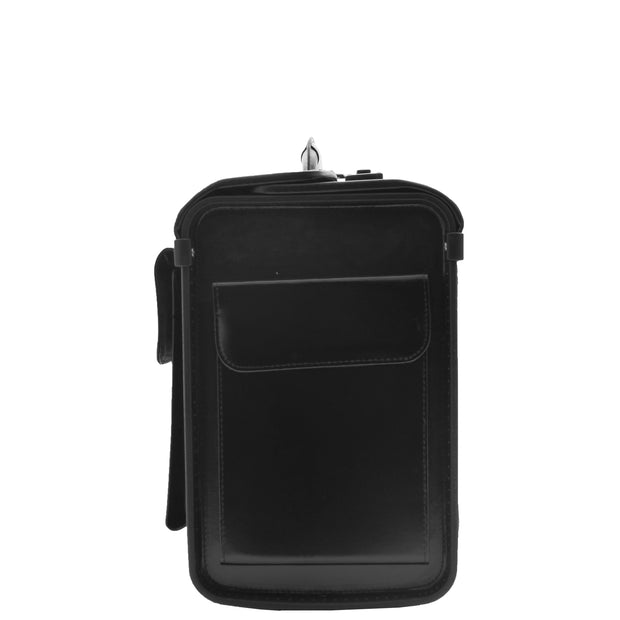 Black Leather Pilot Case Large Briefcase Professionals Hand Carry Bag 3