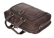 Mens Briefcase Genuine Soft Brown Leather Laptop Business Organiser Bag Pompeii 5