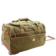 Wheeled Holdall 21" Medium Green Faux Leather Travel Duffle Bag Norge
