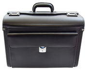Large Pilot Case Black Leather Business Briefcase Reps Doctor Cabin Size Bag Cirrus