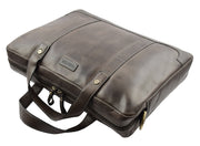 Real Soft Leather Satchel Vintage Black Briefcase Business Office Bag Rio 6