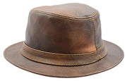 Leather Classic Trilby Gangster Hat Maitland Reddish Brown 3