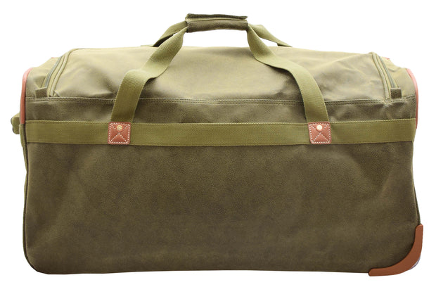 Wheeled Holdall 30" Large Green Faux Leather Travel Duffle Bag Swoose