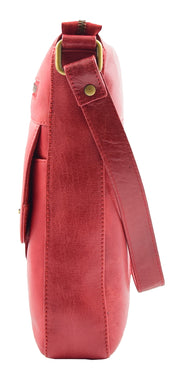 Womens Genuine Soft Vintage Leather Crossbody Messenger Bag Jill Red 2