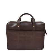 Genuine Leather Briefcase Laptop Organiser Business Office Bag A124 Brown Back
