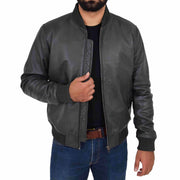 Mens Genuine Leather Bomber Jacket Varsity Coat Jaxson Dark Brown Open