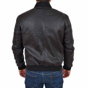 Mens Genuine Leather Bomber Jacket Varsity Coat Jaxson Black Back