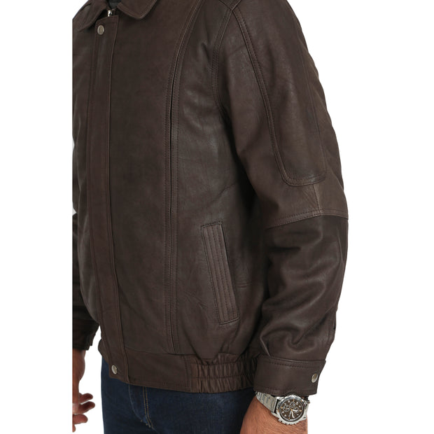 Gents Blouson Brown Leather Jacket Albert Nubuck Feature