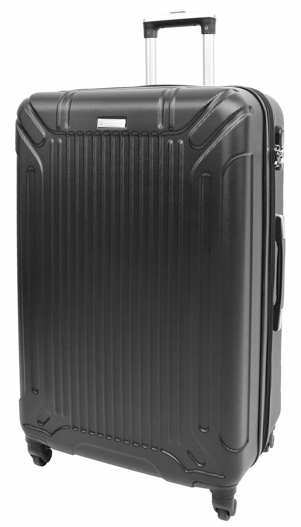 Robust 4 Wheel Suitcases Black ABS Digit Lock Lightweight Luggage Travel Bag Skytrax