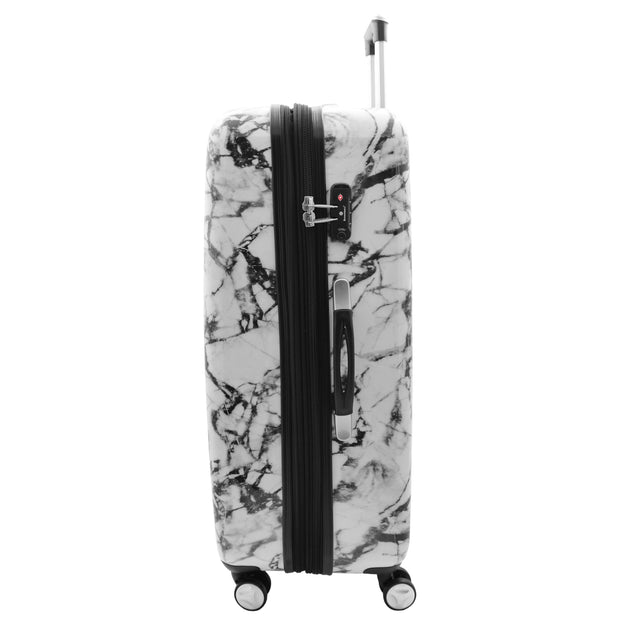 4 Wheel Luggage Hard Shell Expandable Suitcases White Marble