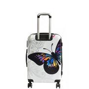 4 Wheel Luggage Hard Shell Lightweight ABS Trolley Bag White Butterfly Medium 3