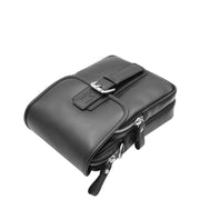 Mens Crossbody Bag Genuine Leather Messenger Casual Multi Pockets Flight Bag Alex Black