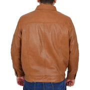 Gents Classic Blouson Leather Jacket Albert Tan Back