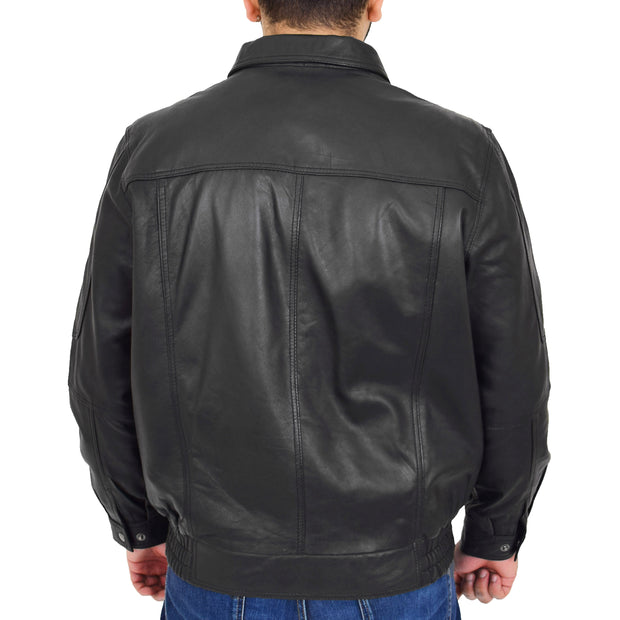 Gents Classic Blouson Leather Jacket Albert Black Back