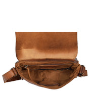 Real Leather Cross Body Messenger Bag Truman Rust Brown Open