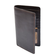 Mens Real Leather Breast Wallet Vertical Bifold Cash Cards RFID Safe AT12 Brown