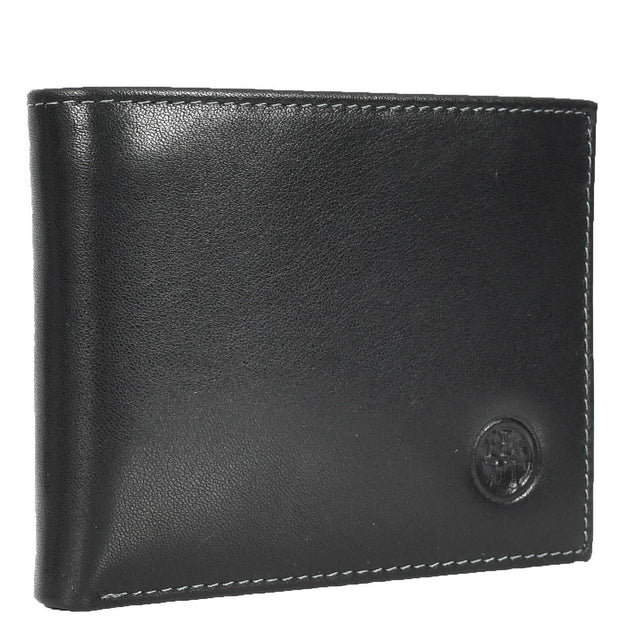 Premium Leather Mens Bi-Fold Slim Wallet Coins Money Clip Holder Style A208 Black