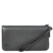 Leather Long Evelope Clutch Purse with Multi- Compartments Card Cash ID Card Travel Wallet A211 Black