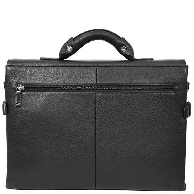 Mens Premium Leather Briefcase Shoulder Bag 15inch Laptop Organiser Satchel Bag A513 Black