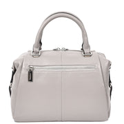 Women Real Leather Handbag Small Casual Outgoing Style Grab Handles A393 Grey-2