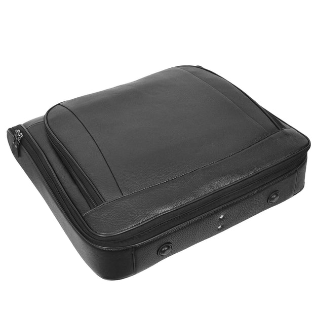 Premium Leather Large Suit Carrier Dress Carry On Garment Travel Bags A1321 Black