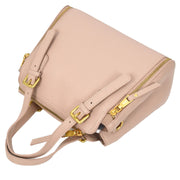 Women's Premium Leather Handbag Gold Hardware Detachable Shoulder Strap Trendy Design Bag Pam Pink