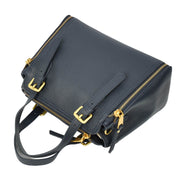 Women's Premium Leather Handbag Gold Hardware Detachable Shoulder Strap Trendy Design Bag Pam Navy