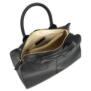 Womens Leather Handbag Large Tote with Shoulder Strap Casual Style Thea Black