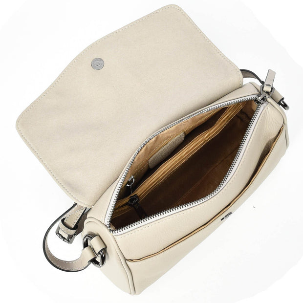 Women's Classic Leather Shoulder Bag Flap-over Design with Organiser Crossbody Messenger Edith Ivory
