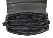 Womens Black Soft Leather Cross Body Shoulder Bag Pat