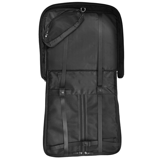 Premium Leather Large Suit Carrier Dress Carry On Garment Travel Bags A1321 Black