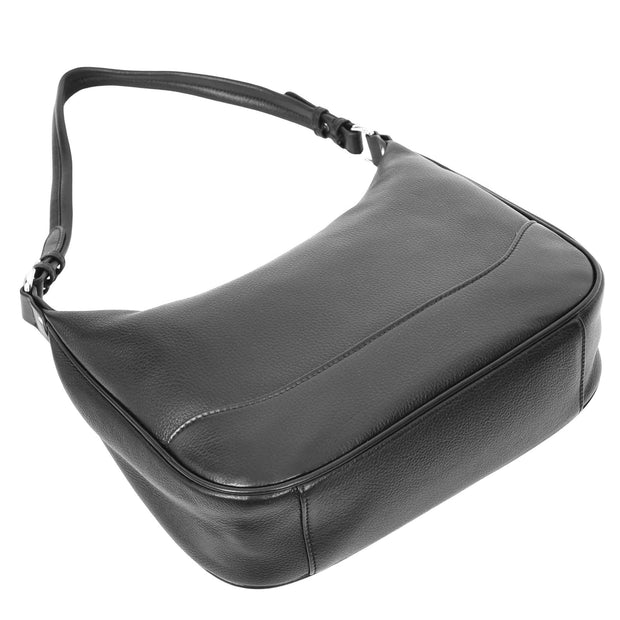 Real Leather Hobo Handbag Womens Shoulder Bag Cross Body Multi Straps A688 Black-10
