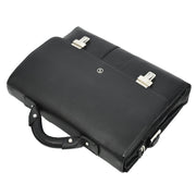 Mens Premium Leather Briefcase Shoulder Bag 15inch Laptop Organiser Satchel Bag A513 Black
