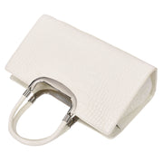 Womens Leather Handbag Croc-Print Casual Fashion Top Handle Tote Bag A880 Off White-7