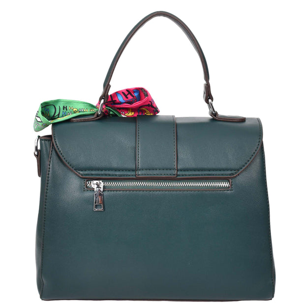 Womens Handbag Faux Leather Top Handle Doctors Bag Outgoing Fashion Tote A897 Green-2