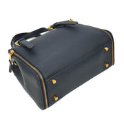 Women's Premium Leather Handbag Gold Hardware Detachable Shoulder Strap Trendy Design Bag Pam Navy