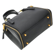 Women's Premium Leather Handbag Gold Hardware Detachable Shoulder Strap Trendy Design Bag Pam Black