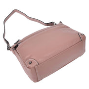 Womens Leather Shoulder Bag Classic Multiple Zip Pockets Handbag A188 Rose-6