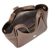 Womens Leather-Look Handbag Casual Basket Shape Small Fashion Tote Bag AH181 Brown-5