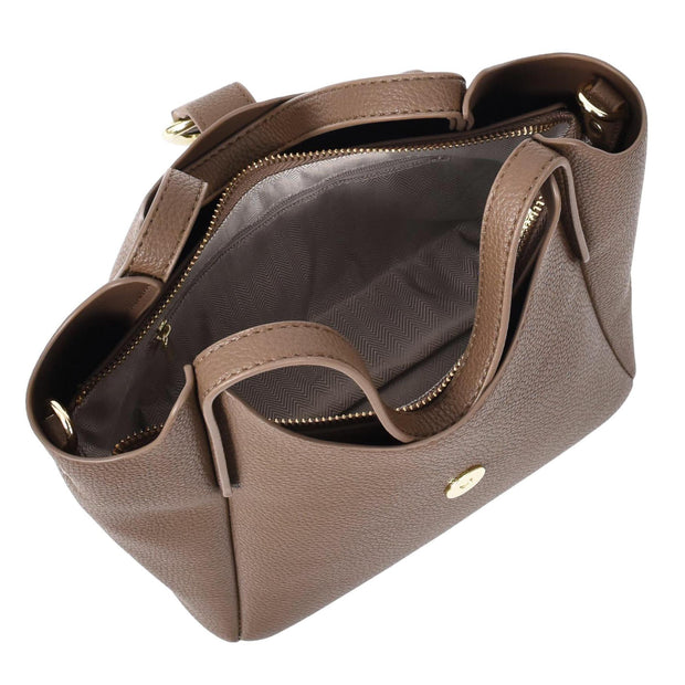 Womens Leather-Look Handbag Casual Basket Shape Small Fashion Tote Bag AH181 Brown-5