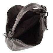 Womens Leather Hobo Handbag Soft Large Multi Straps Zipper Shoulder Bag A202 Grey-5