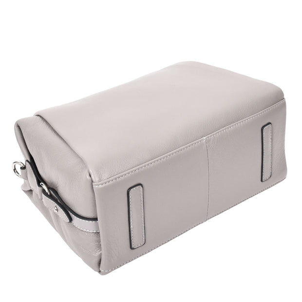 Women Real Leather Handbag Small Casual Outgoing Style Grab Handles A393 Grey-7