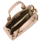 Women's Premium Leather Handbag Gold Hardware Detachable Shoulder Strap Trendy Design Bag Pam Pink