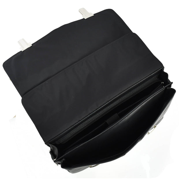 Mens Premium Leather Briefcase Shoulder Bag 15inch Laptop Organiser Satchel Bag A513 Black
