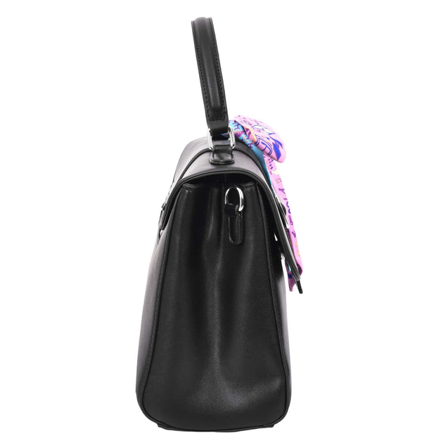 Womens Handbag Faux Leather Top Handle Doctors Bag Outgoing Fashion Tote A897 Black-3