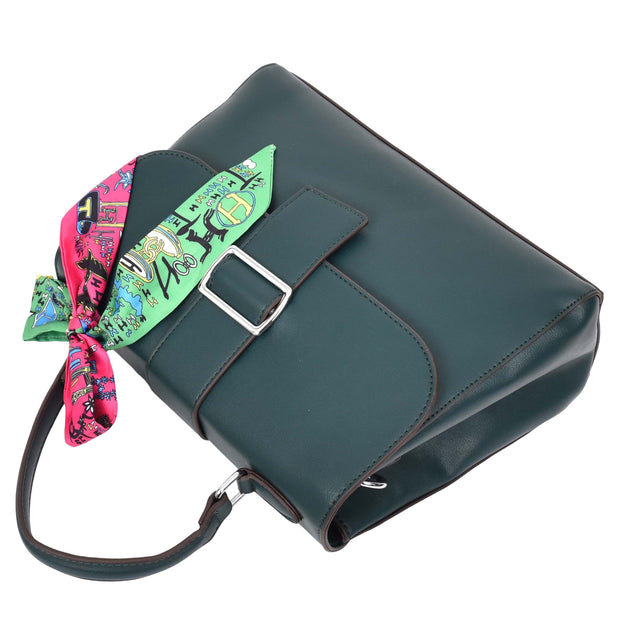 Womens Handbag Faux Leather Top Handle Doctors Bag Outgoing Fashion Tote A897 Green-8