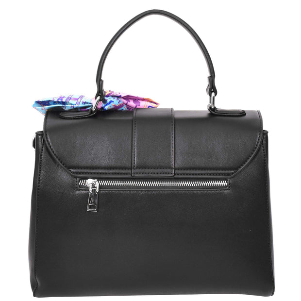 Womens Handbag Faux Leather Top Handle Doctors Bag Outgoing Fashion Tote A897 Black-2